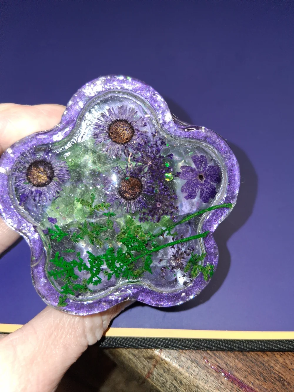Purple and Green Flower Trinket Box